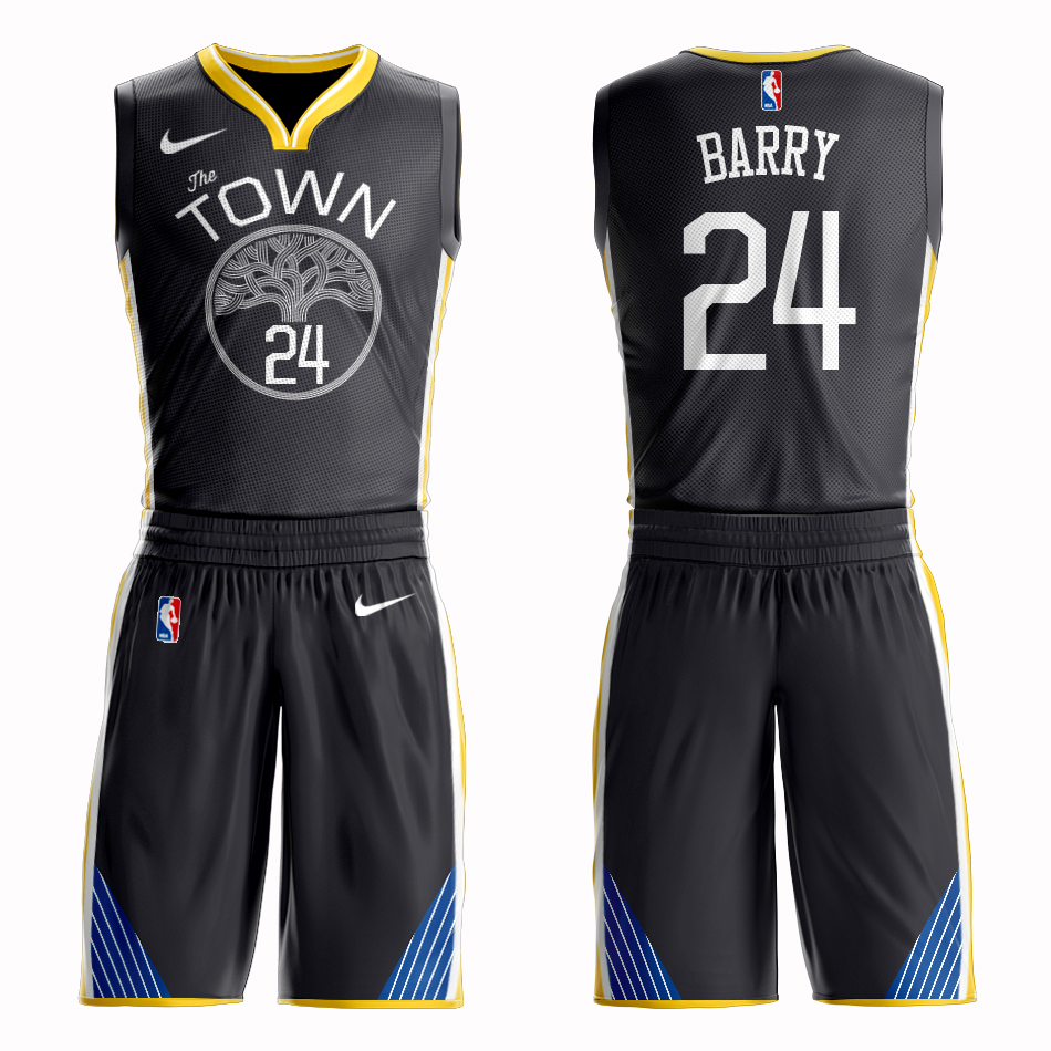 Men 2019 NBA Nike Golden State Warriors #24 Barry black Customized jersey